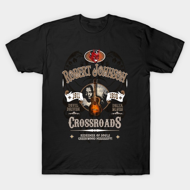 Robert Johnson Devil Driven Delta Blues T-Shirt by HellwoodOutfitters